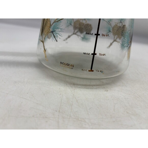 Vtg Mid-Century Douglas Libbey Flameproof Coffee Pot Blue Gold Gilt Pine Cones - Picture 6 of 9